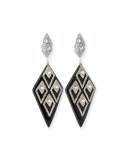 Spiked Lattice Crystal Drop Earrings, Black