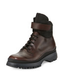 Calf Leather Lace-Up Boot, Brown