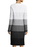 Linear Degrade Knit Jewel-Neck Topper, Bianco/Caviar
