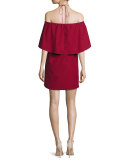 Jada Off-the-Shoulder Cape Dress, Wine