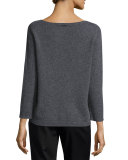 Juliette Bracelet-Sleeve Cashmere Sweater, Dark Gray