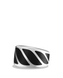 Men's Graphic Cable Band Ring w/Black Onyx