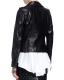 Grommet-Detailed Leather Jacket