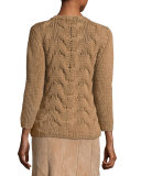 Hand-Knit Cashmere Cable Sweater, Teak