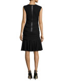 Sleeveless Boucle Seam Dress, Black