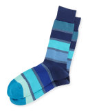 Twist Block Striped Socks, Navy
