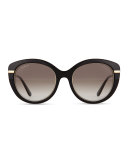 Butterfly Sunglasses with Golden Detail, Black
