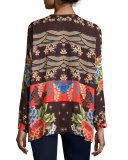 Lotte Long-Sleeve Printed Challis Blouse, Plus Size