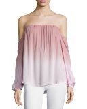 March Off-The-Shoulder Ombre Top, Mauve Ombre