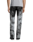 Faded Paint-Splatter Denim Jeans, White/Black