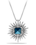 Blue Topaz & Diamond Starburst Necklace