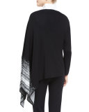 Balancing Act Knit Poncho, Black/New Ivory