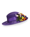 Straw Hat w/ Pansies, Purple