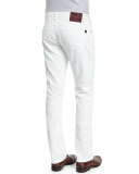 Five-Pocket Straight-Leg Denim Jeans, White