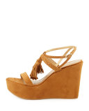 Tasselmania Suede Wedge Sandal, Camel