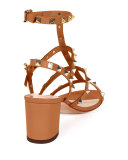 Rockstud Leather City Sandal, Light Cuir