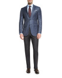 Check Two-Button Sport Coat, Gray