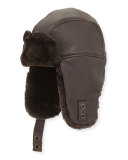 Corbett Leather Trapper Hat, Brown