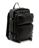 Utilitarian Leather Backpack, Black