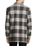 Plaid Patch-Pocket Sport Shirt, Onyx/Multi