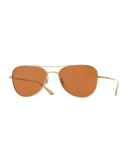 Executive Suite Photochromic Aviator Sunglasses, Gold/Persimmon