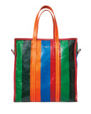 Bazar Medium Striped Leather Shopper Tote Bag, Multi