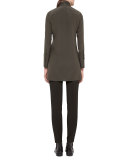 Leather-Trim Silk Shantung Tunic, Turtle