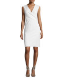Leora Sleeveless Crepe Sheath Dress, White