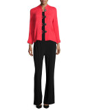 Mini-Pleated Mandarin-Collar Jacket 