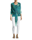 Lace Mosaic-Print Tulle Tank Top