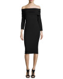 Welsy Off-the-Shoulder Knit Dress, Black