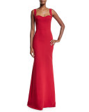Sleeveless Sweetheart-Neck Mermaid Gown, Red