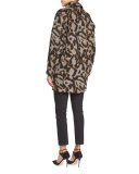 Camille Short Animal-Print Cocoon Jacket, Multicolor