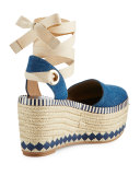 Dandy Denim Espadrille Wedge Sandal, Blue
