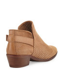 Paula Perforated Suede Bootie, Beige