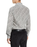Printed Long-Sleeve Sport Shirt, White/Black
