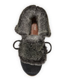 Zahara Suede Faux-Fur Bootie, Black