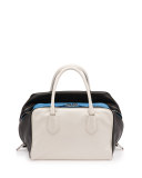 Soft Calf Medium Tricolor Inside Bag, White/Black/Light Blue (Talco+Nero)