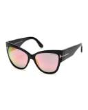 Anoushka Flash Cat-Eye Sunglasses, Black/Pink
