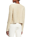 Long-Sleeve Draped-Front Cardigan, Sand