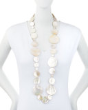 Long Mother-of-Pearl Disc Necklace, 42"