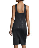 Tula Shimmery Cross-Front Dress, Caviar