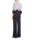 Palazzo Knit Pants, Navy