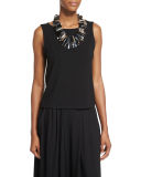 Sleeveless Bateau-Neck Jersey Shell