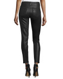 Hoxton Luxe-Coated Skinny Ankle Jeans, Black Fog