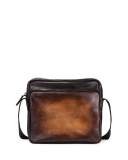 Calf Leather Messenger Bag, Black