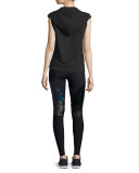 Sleeveless Front-Zip Sport Hoodie Vest, Black