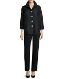 Silk Crepe Straight-Leg Pants