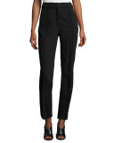 High-Rise Seamed Slim-Leg Pants, Black
