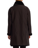 Reversible Diagonal-Mink Stroller Coat, Black